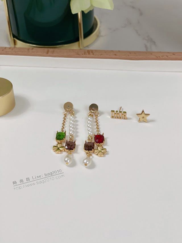 Dior飾品 迪奧經典熱銷款鏈條彩鑽套裝手鏈 耳環  zgd1170